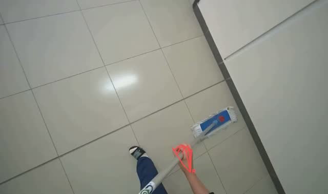 Mopping light tiled floor: egocentric robotics sample
