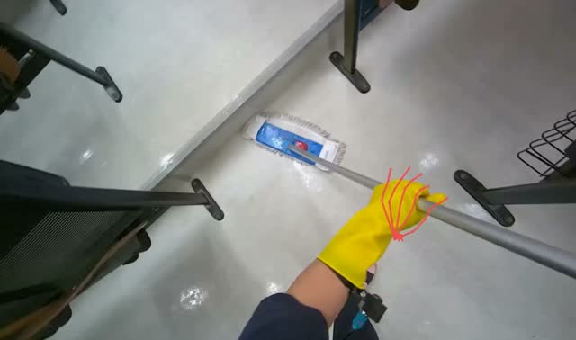 Mopping classroom aisles: egocentric robotics sample