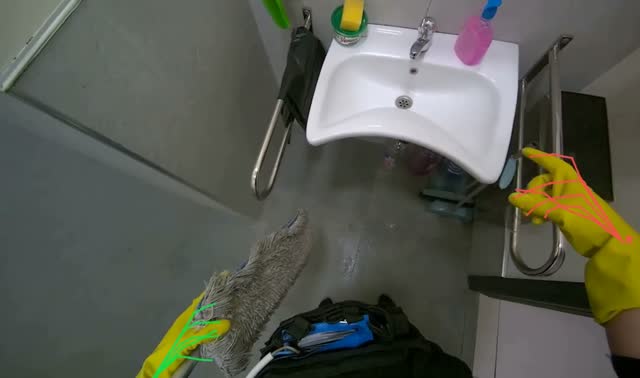 Preparing mop for cleaning: egocentric robotics sample