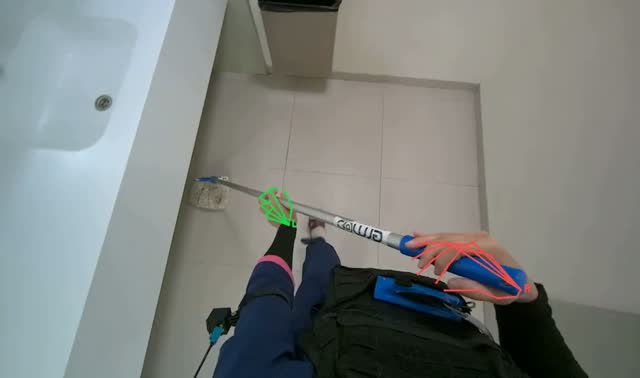 Mopping restroom floor: egocentric robotics sample