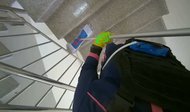 Mopping the stairs: egocentric robotics sample