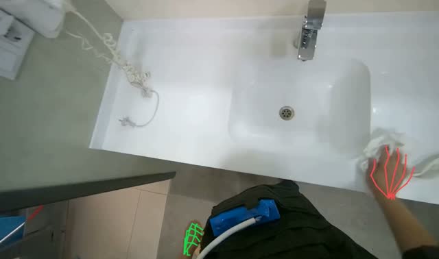 Cleaning bathroom surfaces: egocentric robotics sample