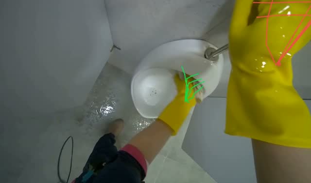 Cleaning urinal interior: egocentric robotics sample
