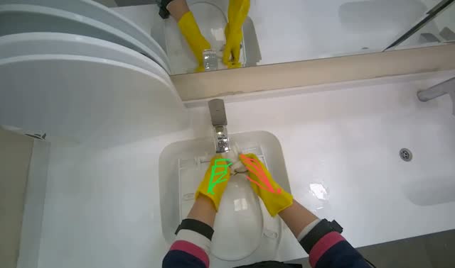 Wiping toilet exterior: egocentric robotics sample