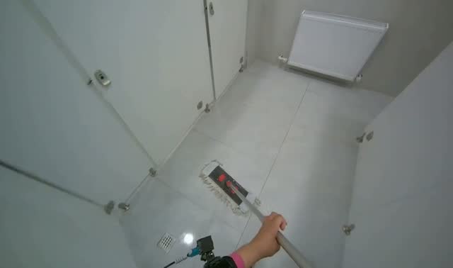 Mopping restroom floor: egocentric robotics sample