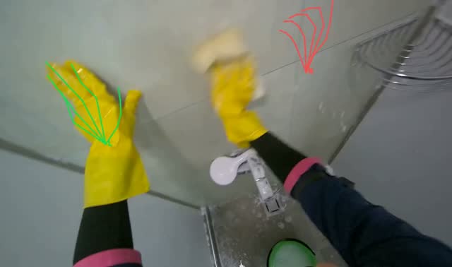 Scrubbing inside shower: egocentric robotics sample