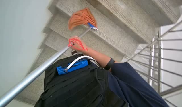Mopping stairs with mop: egocentric robotics sample