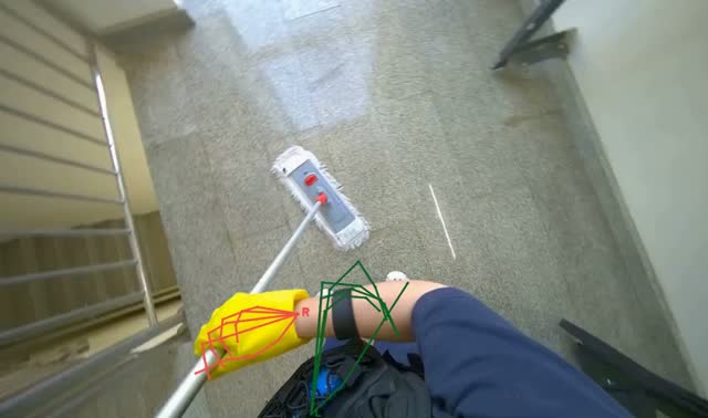 Mopping staircase landing floor: egocentric robotics sample