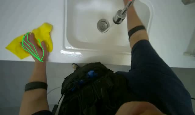 Cleaning kitchen sink and countertop: egocentric robotics sample