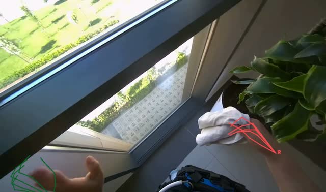 Wiping window frame and sill: egocentric robotics sample