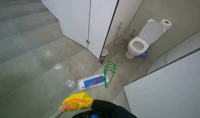 Mopping restroom floor: egocentric robotics sample
