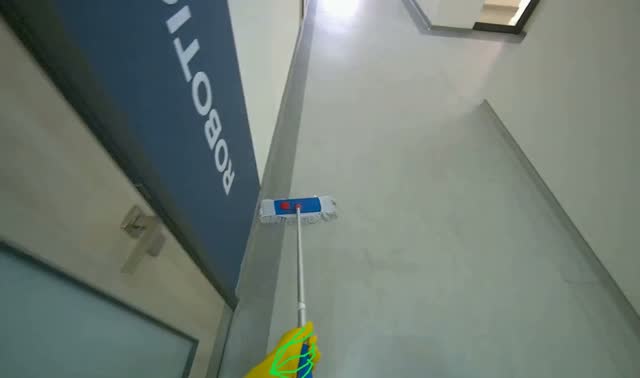 Mopping hallway floor: egocentric robotics sample