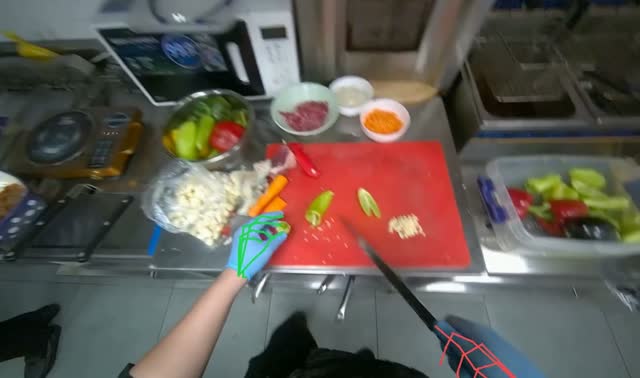 Slicing green peppers: egocentric robotics sample