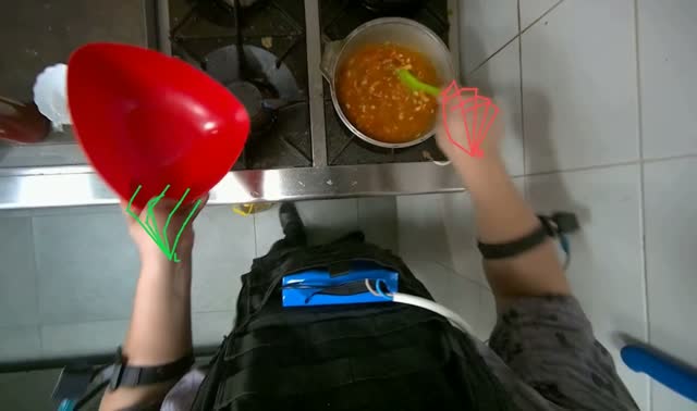 Scooping ingredients into bowl: egocentric robotics sample