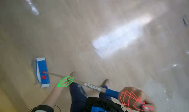 Mopping lounge area floor: egocentric robotics sample