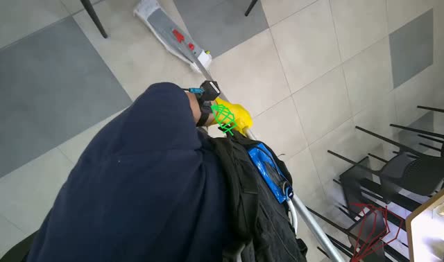 Mopping cafeteria floor: egocentric robotics sample