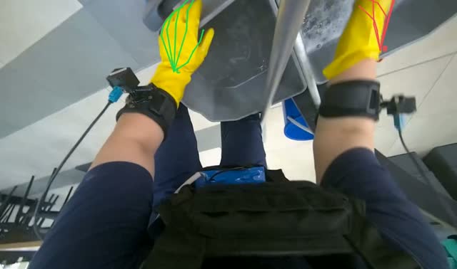 Preparing mop for cleaning: egocentric robotics sample