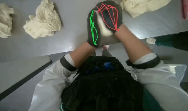 Shaping dough on counter: egocentric robotics sample