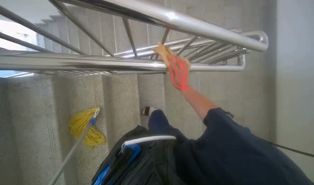 Mopping stairwell floor: egocentric robotics sample