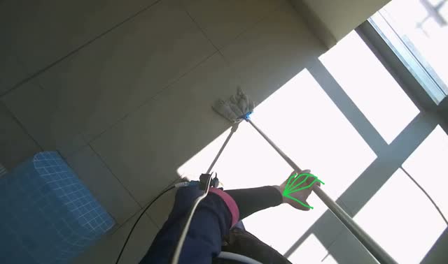 Mopping floor in pool area: egocentric robotics sample