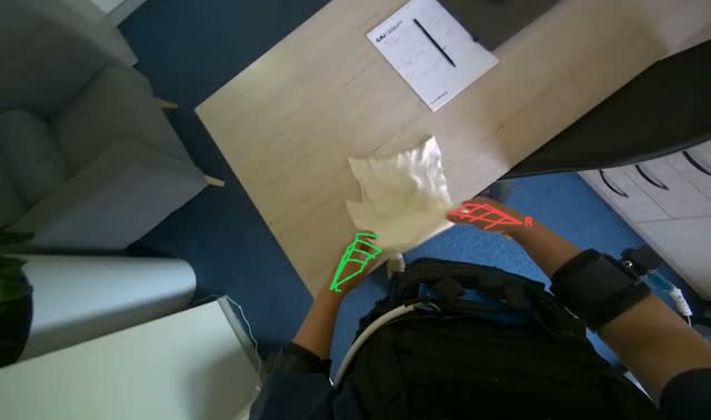 Wiping office desk and items: egocentric robotics sample
