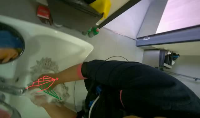 Cleaning mop head in sink: egocentric robotics sample