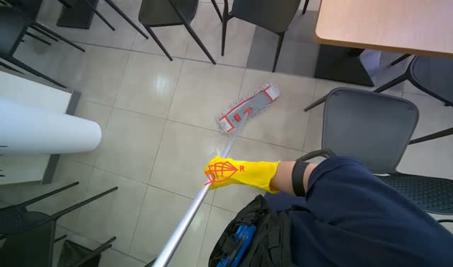 Mopping cafeteria floor: egocentric robotics sample