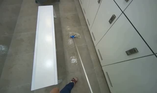 Mopping changing room floor: egocentric robotics sample