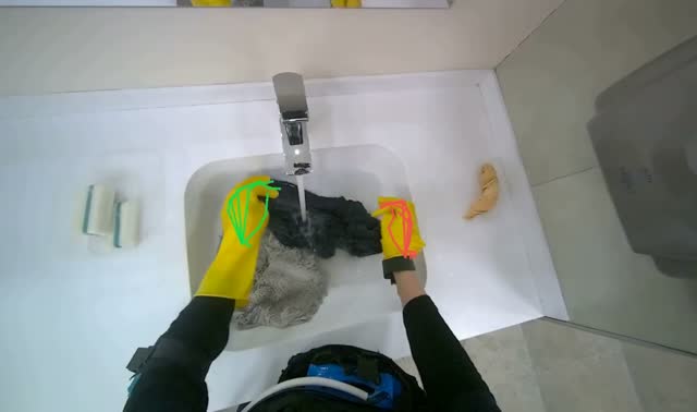 Washing cleaning cloths: egocentric robotics sample