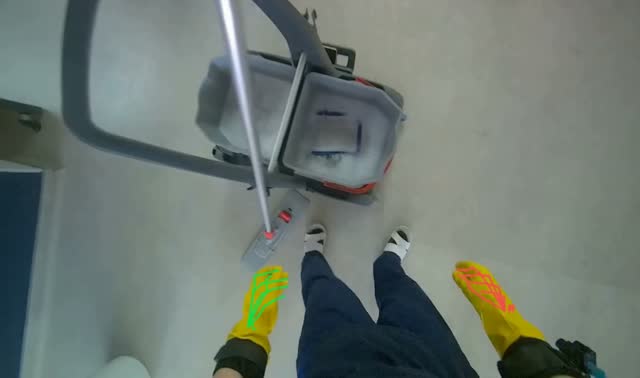 Preparing mop for cleaning: egocentric robotics sample