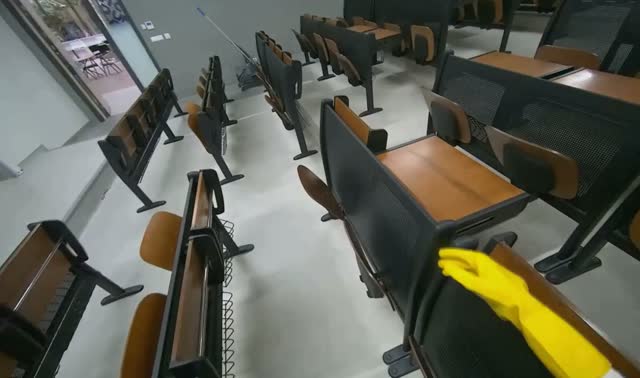 Folding Lecture Hall Desks: egocentric robotics sample