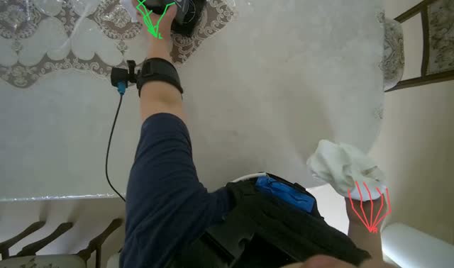 Wiping table and objects: egocentric robotics sample