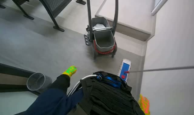 Collecting trash and washing cloth before mopping: egocentric robotics sample