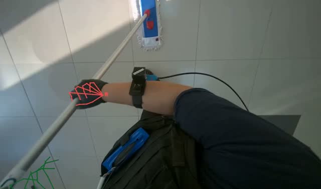 Mopping floor with flat mop: egocentric robotics sample