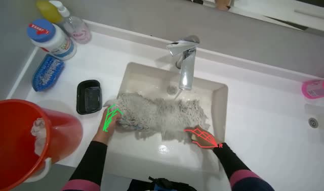 Washing mop head in sink: egocentric robotics sample