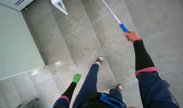 Mopping restroom floor: egocentric robotics sample