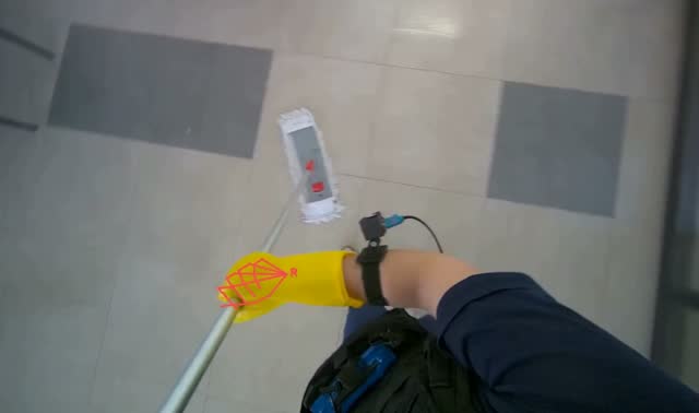 Mopping cafeteria floor: egocentric robotics sample