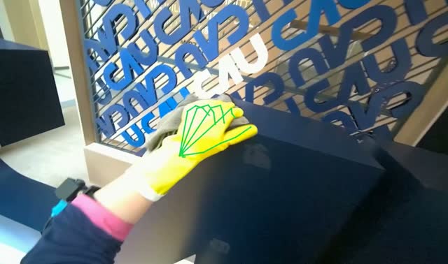 Wiping display structures: egocentric robotics sample