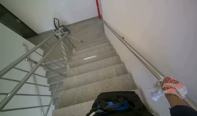Wiping staircase handrails: egocentric robotics sample