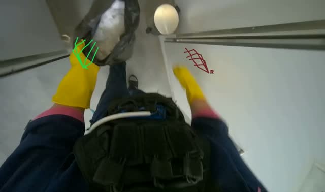 Collecting trash and relining bins: egocentric robotics sample