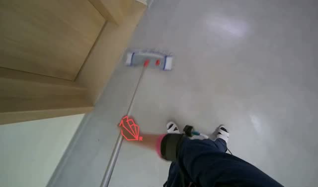 Mopping hallway floor: egocentric robotics sample