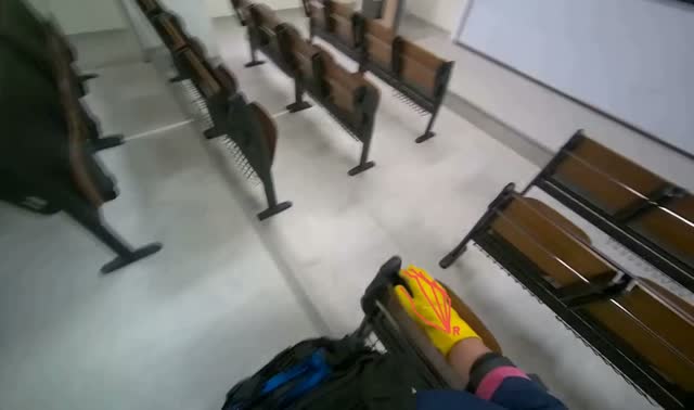 Folding up lecture hall desks: egocentric robotics sample