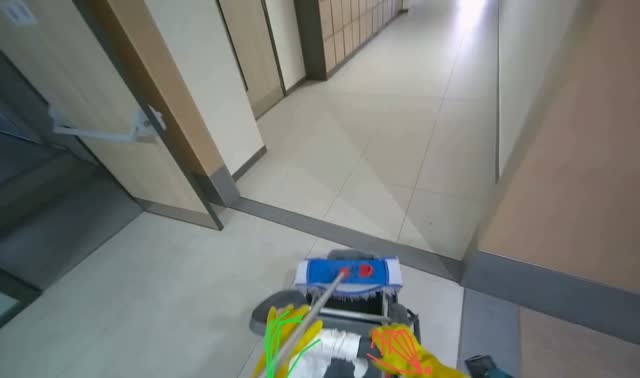 Transporting cleaning cart: egocentric robotics sample