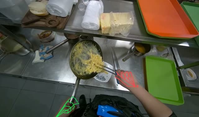Transferring cooked food to plate: egocentric robotics sample