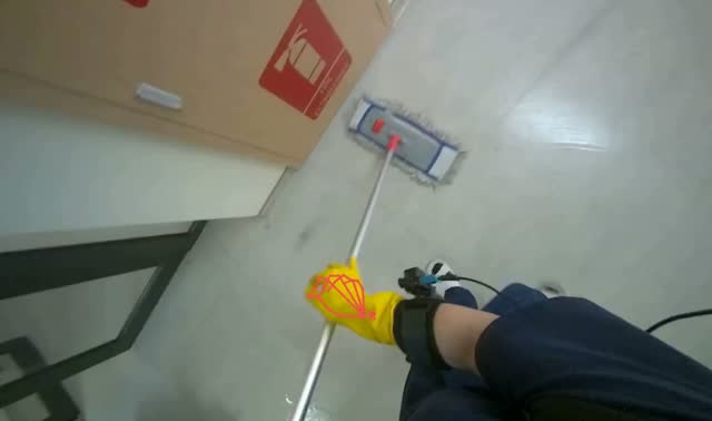 Mopping hallway floor: egocentric robotics sample