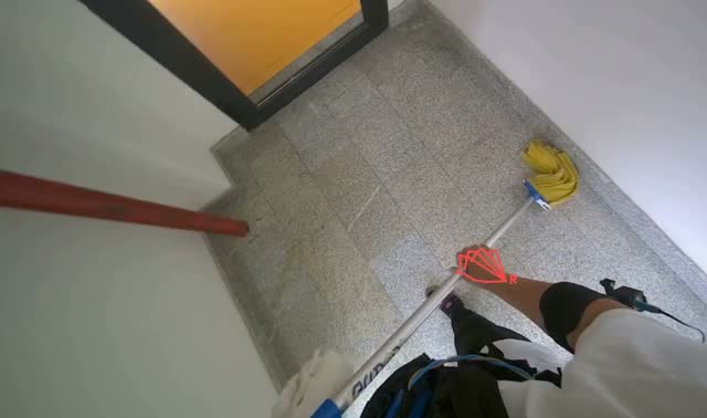 Mopping stairwell floor: egocentric robotics sample