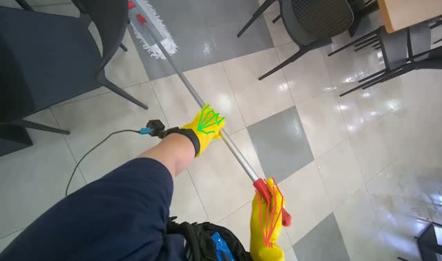 Mopping cafeteria floor: egocentric robotics sample
