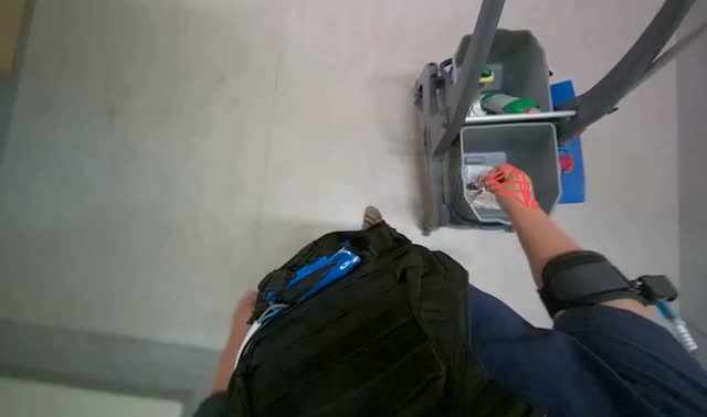 Pushing cleaning cart: egocentric robotics sample