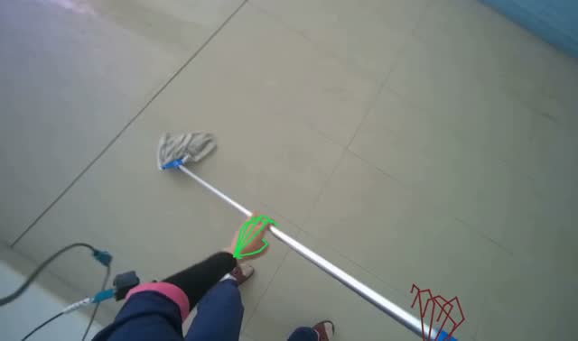 Mopping floor in pool area: egocentric robotics sample