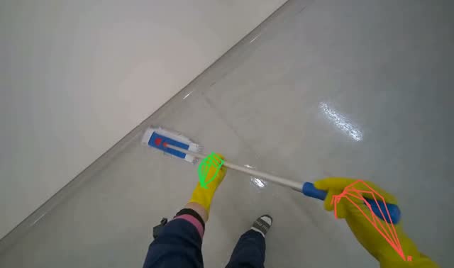 Mopping hallway floor: egocentric robotics sample